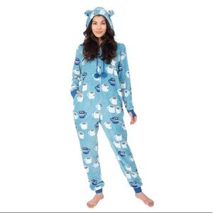 NWT Munki Munki Pajamas One piece  Aqua Blue/Cocoa Cup with cats size Medium